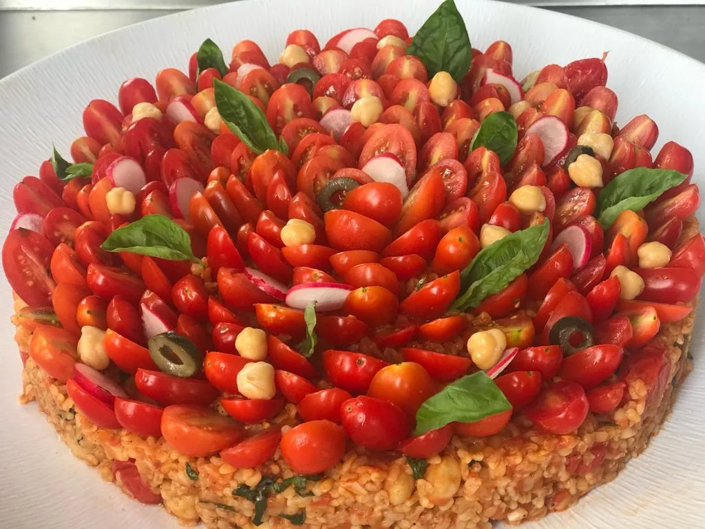 Colorful tomato and herb celebration platter