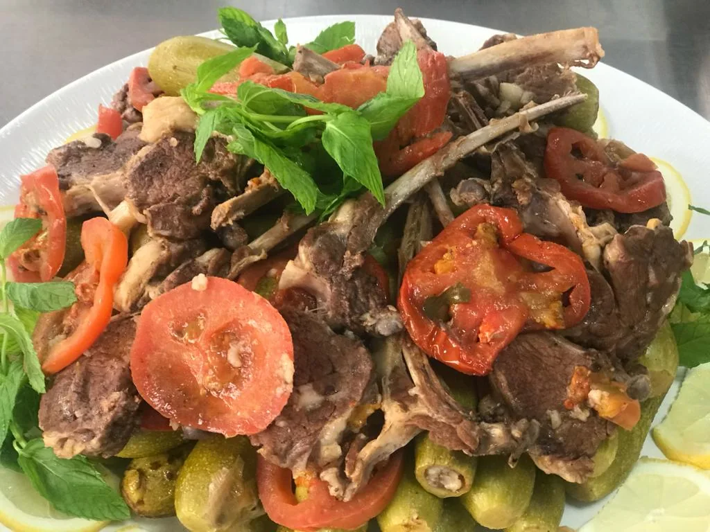 Slow-cooked meat and fresh herbs