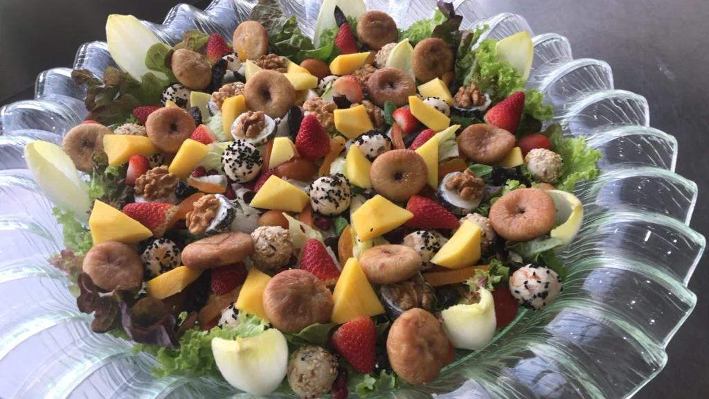 Fruit, cheese, and fig celebration platter
